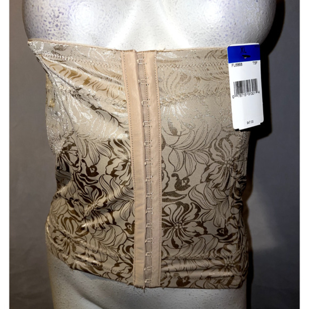 New MAIDENFORM Lingerie #6868 Beige Instant Slimmer Long Torso Waist Trainer XL